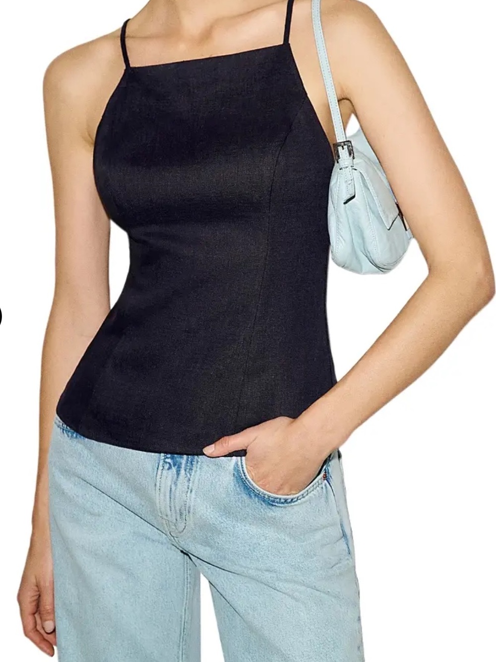 NWT Reformation Finley Black Linen Tank top Sz 4